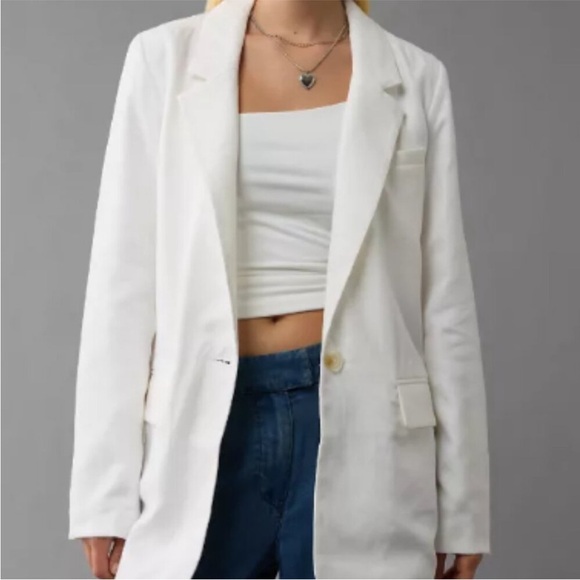 AMERICAN EAGLE white linen blazer - Picture 1 of 7